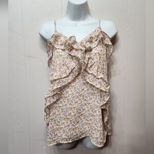 Candie's Cami Top Medium Sleeveless Floral Ruffle Camisole‎ Casual C235